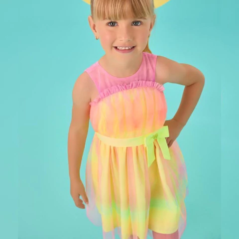 Vestido Infantil Tule Colorido Mon Sucre