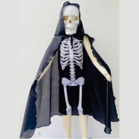 Fantasia Infantil Esqueleto com Capa