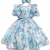 Vestido de Festa Infantil Fluído Azul Floral Petit Cherie