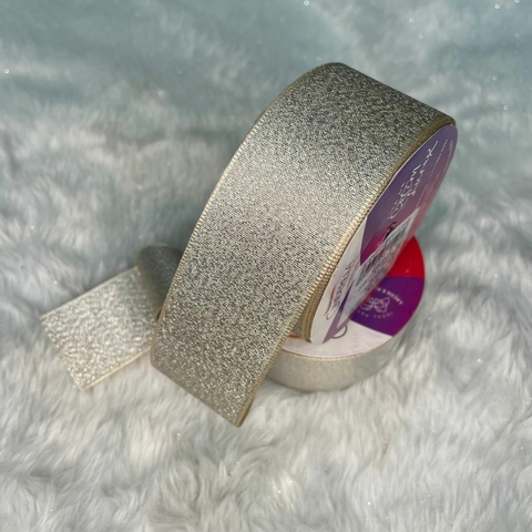 FITA DE CETIM COM LUREX 38MM - CHAMPAGNE - CINDERELA