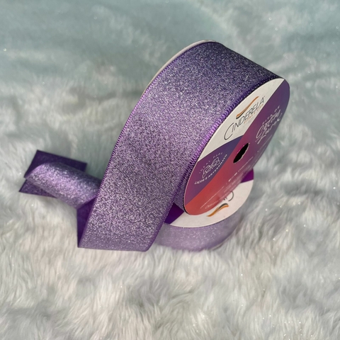 FITA DE CETIM COM LUREX 38MM - LILAS ESCURO - CINDERELA