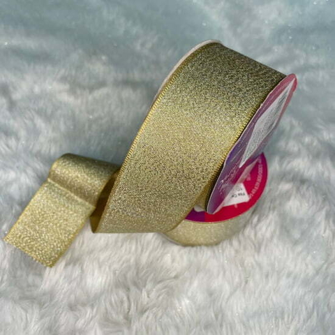 FITA DE CETIM COM LUREX 38MM - DOURADO - CINDERELA