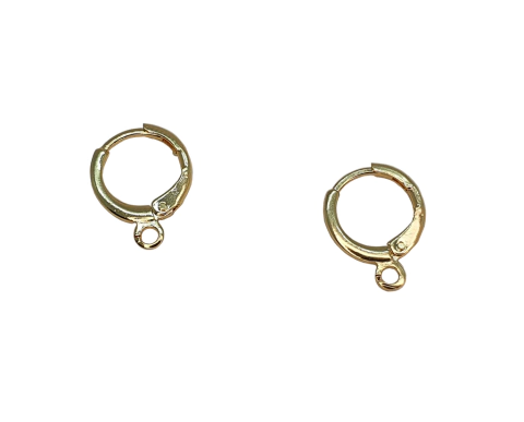 1 par Base Argola c/1 argola folh. ouro 18K- BO035