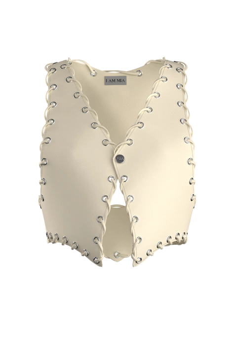 chaleco EYELETS CREAM - comprar online