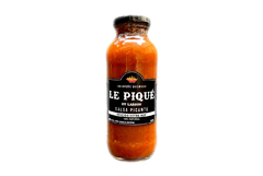 Botella de salsa picante Le Piqué, edición extra hot, hecha a base de jalapeño ahumado, 250 ml.
