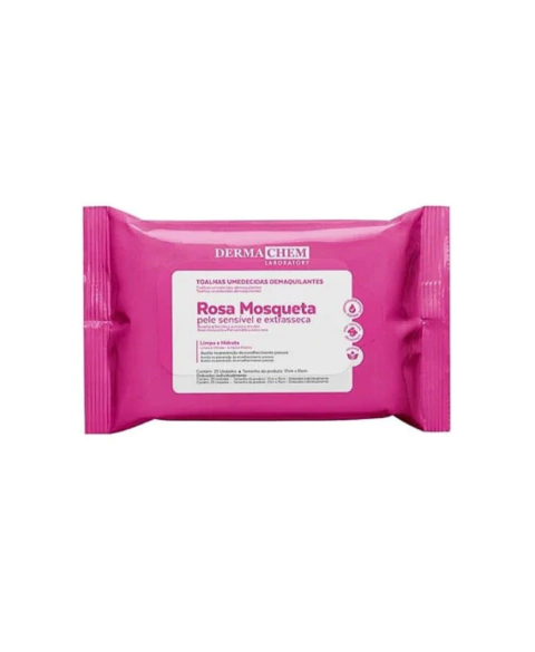 LENÇOS DEMAQUILANTES DERMACHEM - 8678 - ROSA MOSQUETA