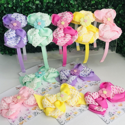 Box Flores Candy Color Tiaras e Laços - 10 Unidades
