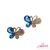 Aplique Borboleta Metal com Strass Azul- 2 Unidades