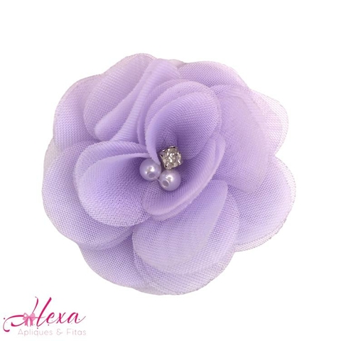 Flor Organza Orquídea Lilás (Tamanho P)- Unidade