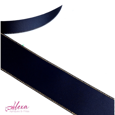 Fita Borda Dourada Preta Cor 030 - 38mm (3 Metros)