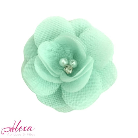Flor Organza Orquídea Verde Bebê (Tamanho P)-Unidade