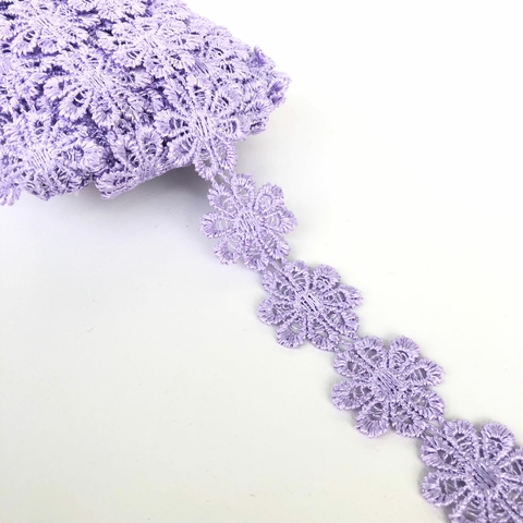 Fita de Guipir Floral Lilás (1 Metro) - 23mm