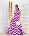 VESTIDO LONGO LISTRAS FUCSIA