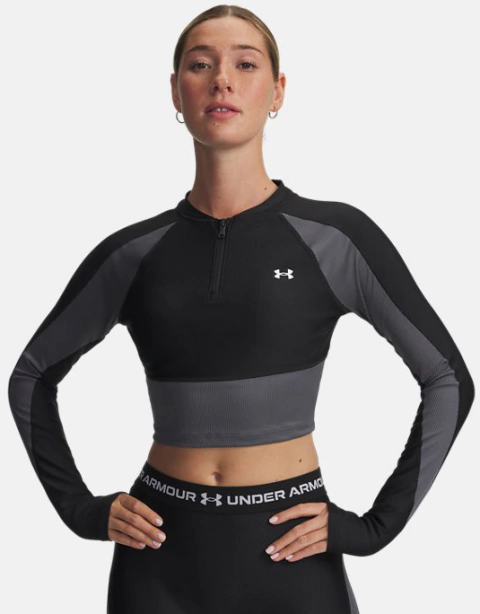 TOP ENTRENAMIENTO MUJER MANGA LARGA HEATGEAR RIB NEGRO (A13131)