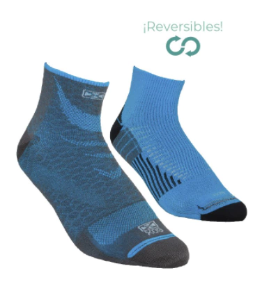 MEDIAS SOQUETE RUNNING DOBLE CAPA COMPRESION REVERSIBLES PAR TOPO - TURQUESA (11937)