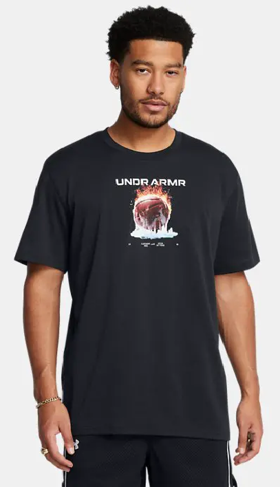 REMERA HOMBRE M-C ALGODON FIRE ICE BASKETBALL NEGRO (A12704)