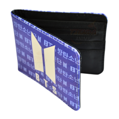 Billetera Cuero Ecológico Azul Bts K-Pop