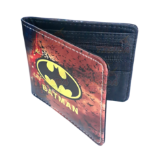 Billetera Cuero Ecológico Logo Batman Amarillo
