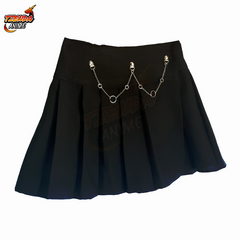 Pollera Tableada Negra Falda 2 Cadenas + Gancho