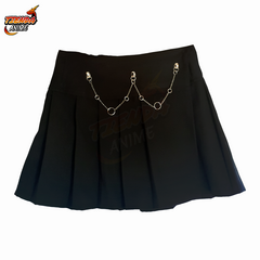 Pollera Tableada Negra Falda 2 Cadenas + Gancho - comprar online