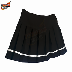 Pollera Tableada Negra Falda 1 Linea Blanca + Gancho