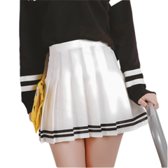 Pollera Tableada Blanca Falda 2 Lineas + Gancho - comprar online