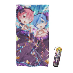TOALLON MICROFIBRA PLAYERO REM Y RAM CORAZON - RE ZERO TOA361