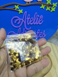 Flocos neve Dourado Paetê Holográfico com 5 GRAMAS - com aprox.575 Peças-Atelie Adriartes - - loja online