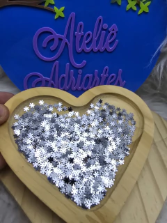 Flocos neve Prata Paetê Holográfico com 5 GRAMAS - com aprox.575 Peças-Atelie Adriartes - - Atelier Adriartes