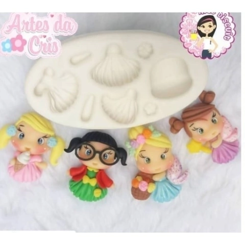 Molde Silicone menina primavera, Arte da Cris Revendedor aut .Aplique