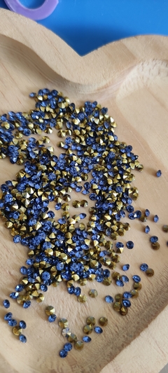 Strass Resina Cristal Azul Marinho Metalizado 2MM