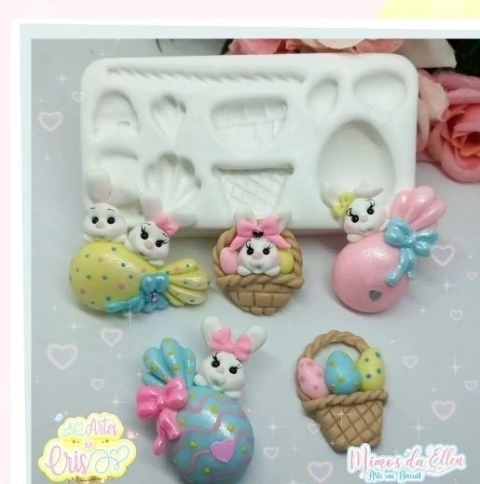 Molde Cestas e ovos de Pascoa Arte da Cris(Coelhos,Coelho,Coelhinhos,Pascoa)