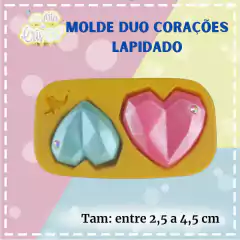 MOLDE DUO CORAÇOES LAPIDADO Artes da Cris