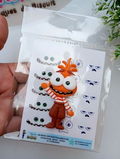 Cartela de Olhos Divertidamente ANSIEDADE, MEDO,TÉDIO - com 15 unidades - Tamanho Variados- Atelie Adriartes