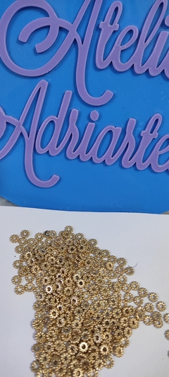 Entremeio dourado, 5mm Pac. com 5 grs. aprox.380 Pçs - Atelier Adriartes