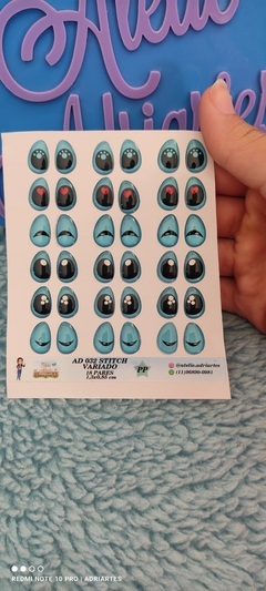 Cartela De Olhos variados AD 032 STITCH - 18 unidades - P Sortidos-Atelie Adriartes-stich - loja online