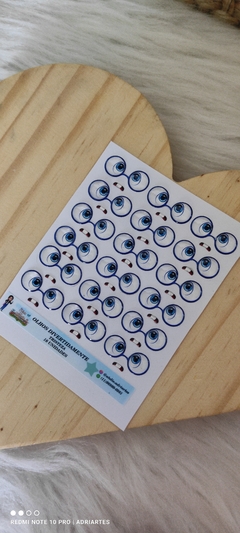 Cartela de Olhos DIVERTIDAMENTE TRISTEZA- com 18 unidades- Atelie Adriartes na internet