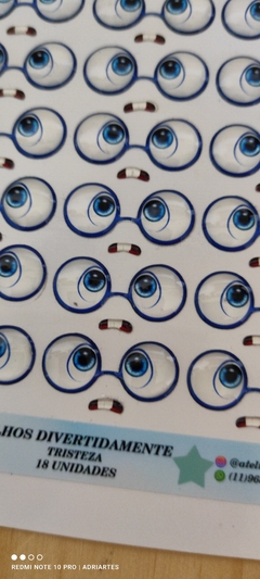 Imagem do Cartela de Olhos DIVERTIDAMENTE TRISTEZA- com 18 unidades- Atelie Adriartes