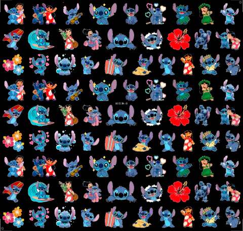 Decalque Lillo e Stitch -Adriartes PP= 6m P= 7m M=8mm G=9mm GG=10 mm - comprar online