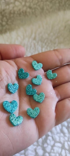 Corações/Coração EVA c/ Glitter com 10 - Atelier Adriartes