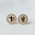 Par de Brinco Redondo Vazado Cravejado com Cruz - Banhada a Ouro 18k - comprar online