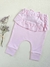 Calça bebê rosa, em algodão egípcio com babadinho e laço, P e M. na internet
