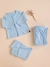 Kit maternidade bebê, algodão, três peças | Azul RN e P - comprar online