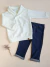 Conjunto em duas peças, calça jeans macia e suéter, Antônio