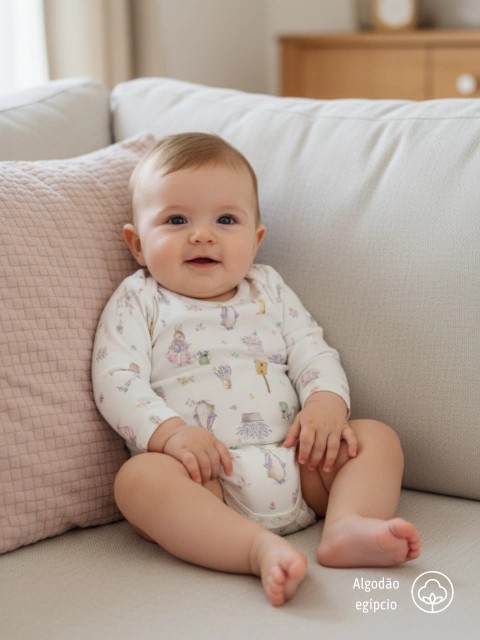 Body bebê manga longa em algodão egípcio | Provença - P ao G - comprar online