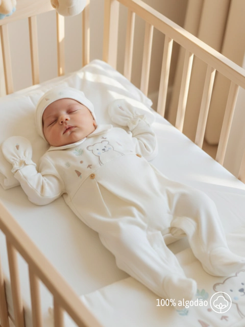 Saída maternidade Bear em algodão, quatro peças, OffWhite | RN - comprar online