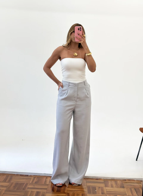 Calça alfaiataria gracy cinza - comprar online