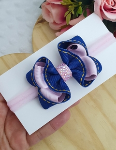 Mini baphonico jeans com manta de cristal
