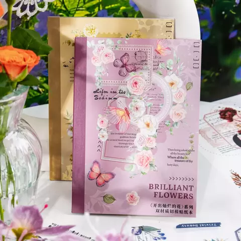 Bloco de Adesivos Flores Brilhantes - 20 páginas