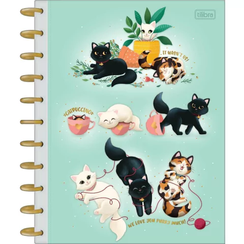 Caderno Universitário Tilidisco Tilibra Purrfect Cats 10 Matéria 160 Folhas